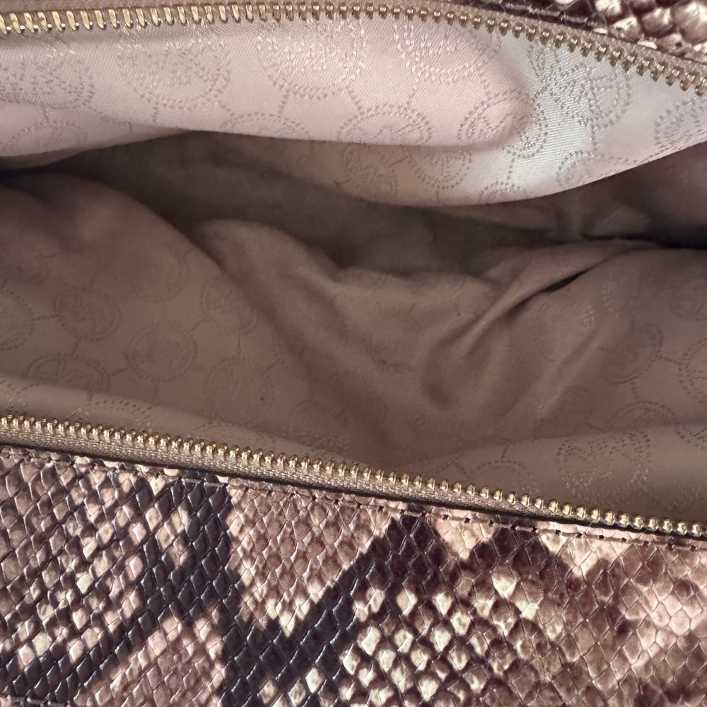 MICHAEL KORS Jet Brown Embossed Python Shoulder B… - image 8